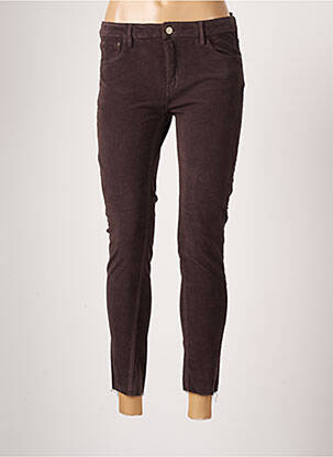 Pantalon 7/8 stretch taille normale marron REIKO femme