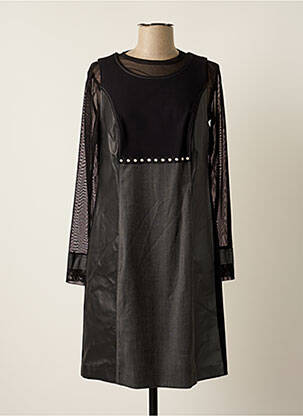 Robe mi-longue manches longues manches longues noir K'TENDANCES femme