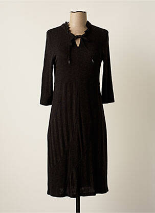 Robe mi-longue manches 3/4 manches 3/4 noir UN POINT C EST TOUT femme