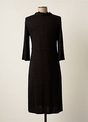 Robe mi-longue manches 3/4 manches 3/4 noir UN POINT C EST TOUT femme