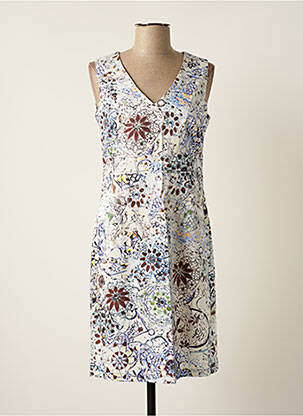 Robe mi-longue imprimé fantaisie sans manche bleu PAUSE CAFE femme