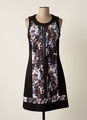 Robe mi-longue imprimé fantaisie sans manche noir GUY DUBOUIS femme