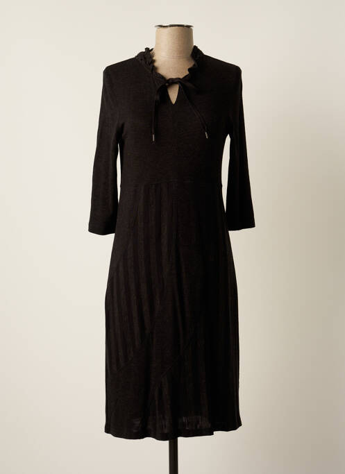 Robe mi-longue manches 3/4 manches 3/4 noir UN POINT C EST TOUT femme