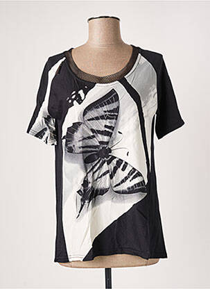 T-shirt stretch manches courtes noir FRANCK ANNA femme