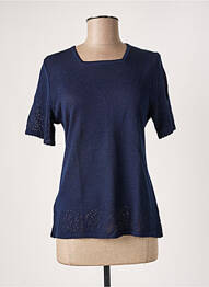 Pull coupe cintrée manches courtes bleu GRIFFON femme