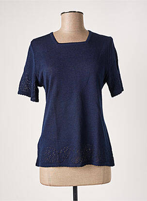 Pull coupe cintrée manches courtes bleu GRIFFON femme