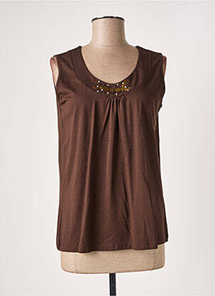 Débardeur stretch sans manche marron BARBARA LEBEK femme