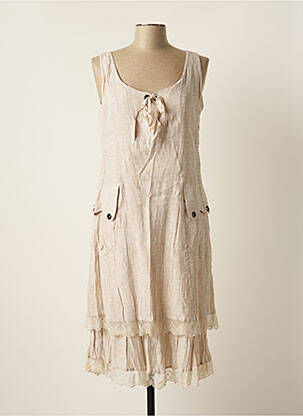 Robe mi-longue sans manche sans manche beige UN POINT C EST TOUT femme