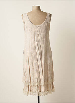 Robe mi-longue sans manche sans manche beige UN POINT C EST TOUT femme