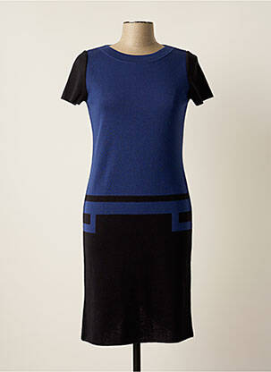 Robe pull tissage lainage manches courtes bleu VIRIATO femme