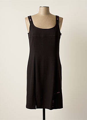 Robe mi-longue col rond fines bretelles noir JEAN DELFIN femme