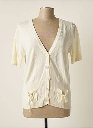 Gilet manches courtes resserrée sur le bas beige PAUSE CAFE femme