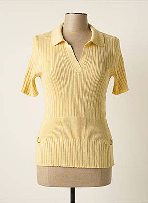 Pull coupe cintrée manches courtes jaune FRANK EDEN femme