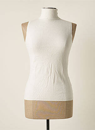 Pull coupe cintrée sans manche blanc PAUSE CAFE femme