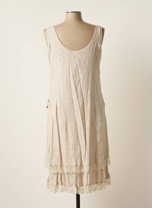 Robe mi-longue beige UN POINT C EST TOUT pour femme
