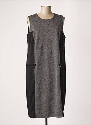 Robe mi-longue imprimé fantaisie sans manche noir GUY DUBOUIS femme