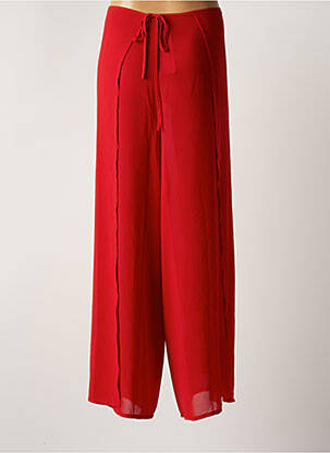 Pantalon large coupe fluide taille haute rouge ANITA femme