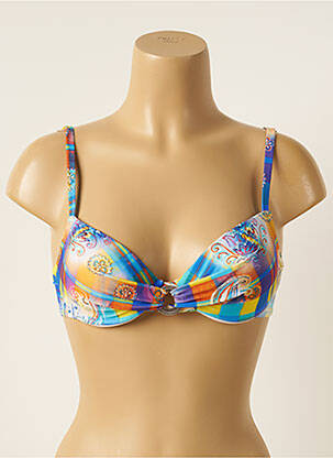 Haut de maillot de bain stretch haut soutien-gorge balconnet bleu ANTIGEL femme