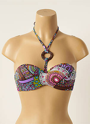 Haut de maillot de bain stretch haut soutien-gorge balconnet marron ANTIGEL femme