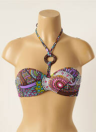 Haut de maillot de bain stretch haut soutien-gorge balconnet marron ANTIGEL femme