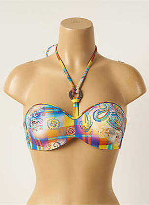 Haut de maillot de bain bretelles élastiquées ajustables haut soutien-gorge balconnet bleu ANTIGEL femme