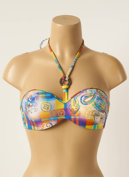 Haut de maillot de bain bretelles élastiquées ajustables haut soutien-gorge balconnet bleu ANTIGEL femme
