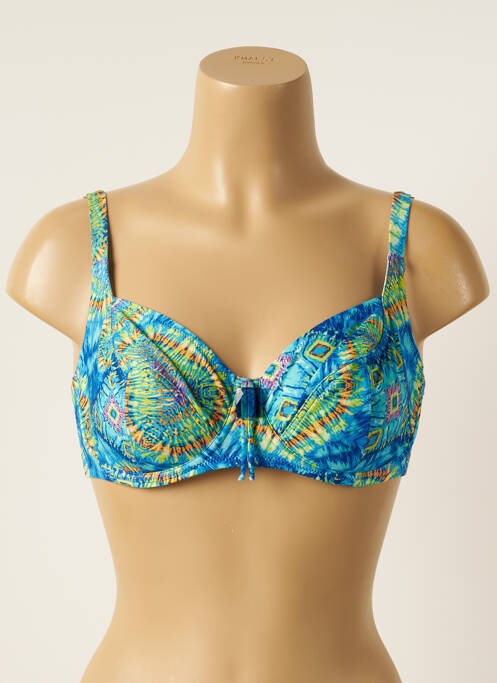 Haut de maillot de bain stretch haut soutien-gorge emboitant bleu ANTIGEL femme