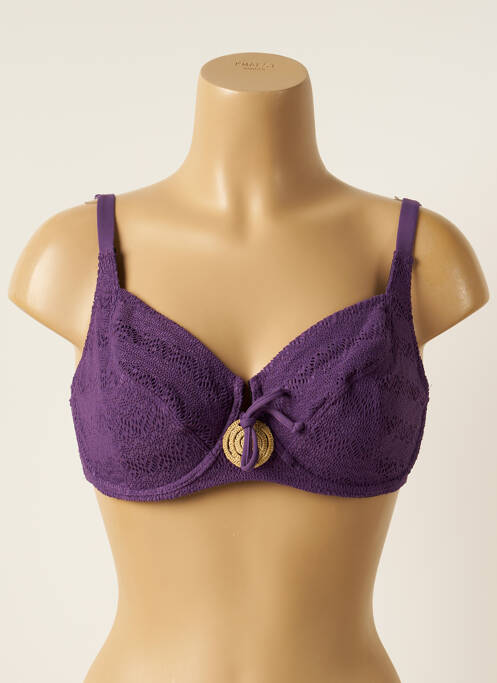 Haut de maillot de bain stretch haut soutien-gorge emboitant violet ANTIGEL femme