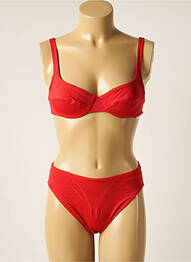 Maillot de bain 2 pièces stretch haut soutien-gorge emboitant rouge TROPIC femme