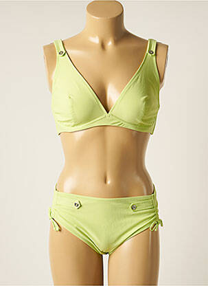 Maillot de bain 2 pièces stretch haut triangles vert LISE CHARMEL femme