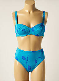 Maillot de bain 2 pièces stretch haut soutien-gorge emboitant bleu TROPIC femme