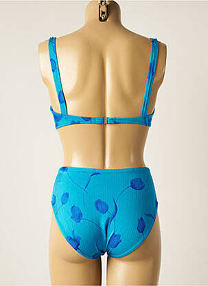 Maillot de bain 2 pièces stretch haut soutien-gorge emboitant bleu TROPIC femme