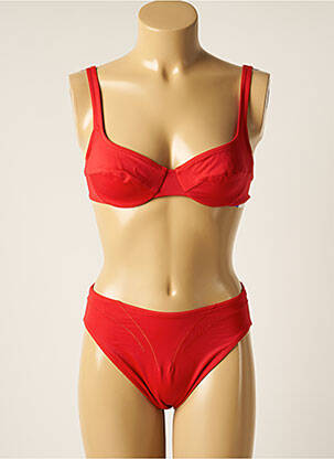 Maillot de bain 2 pièces stretch haut soutien-gorge emboitant rouge TROPIC femme