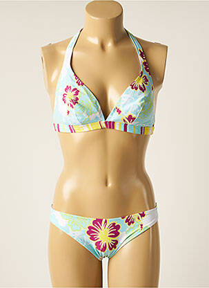 Maillot de bain 2 pièces stretch haut triangles bleu EMPREINTE femme