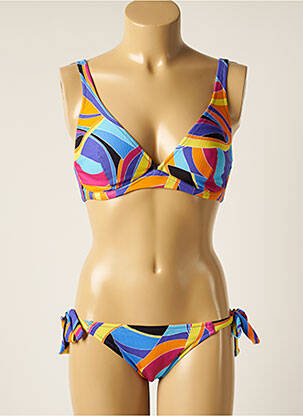Maillot de bain 2 pièces stretch haut triangles bleu ANTIGEL femme