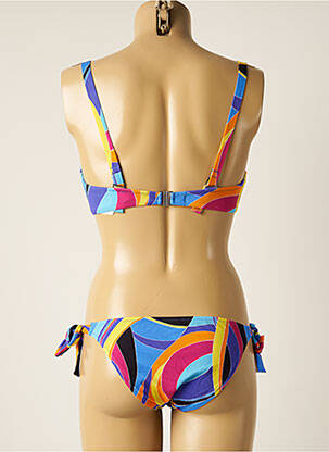 Maillot de bain 2 pièces stretch haut triangles bleu ANTIGEL femme