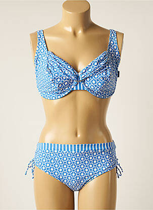 Maillot de bain 2 pièces stretch haut soutien-gorge emboitant bleu ROSA FAIA femme