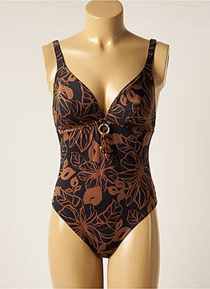 Maillot de bain 1 pièce stretch haut triangles marron EMPREINTE femme