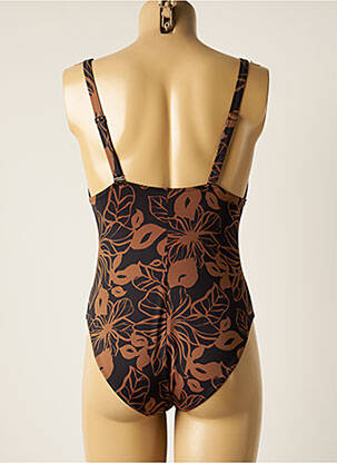 Maillot de bain 1 pièce stretch haut triangles marron EMPREINTE femme