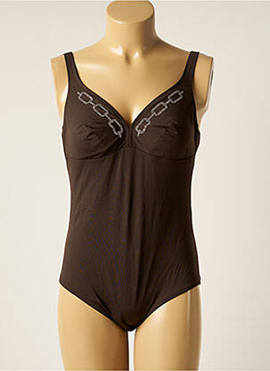 Maillot de bain 1 pièce stretch haut triangles marron ANTIGEL femme