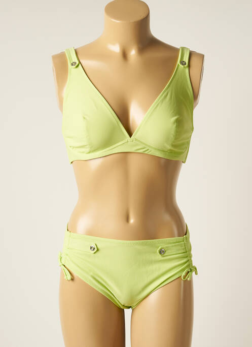 Maillot de bain 2 pièces stretch haut triangles vert LISE CHARMEL femme
