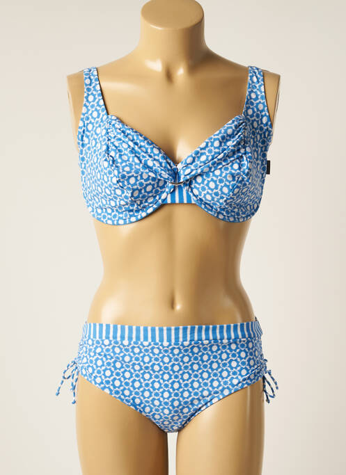Maillot de bain 2 pièces stretch haut soutien-gorge emboitant bleu ROSA FAIA femme