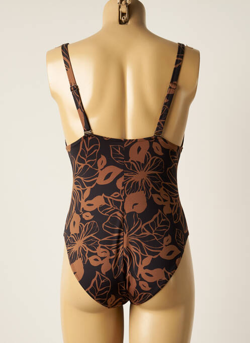 Maillot de bain 1 pièce stretch haut triangles marron EMPREINTE femme