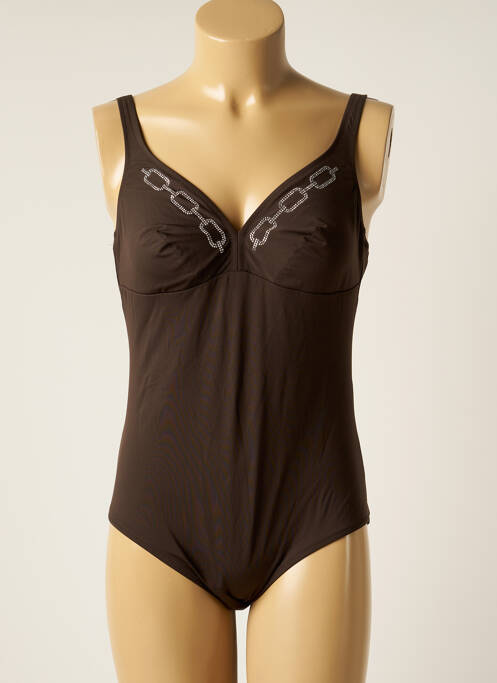Maillot de bain 1 pièce stretch haut triangles marron ANTIGEL femme