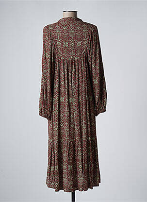 Robe mi-longue imprimé fantaisie manches longues rouge YERSE femme