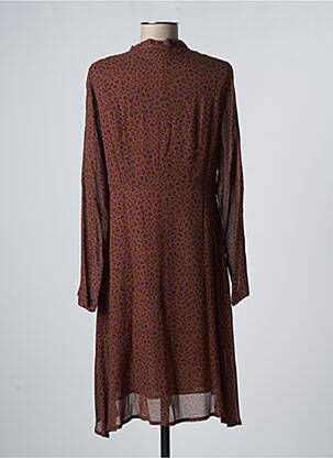 Robe mi-longue coupe fluide manches longues marron NINATI femme