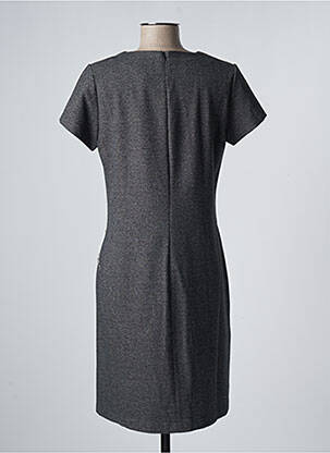Robe mi-longue fermeture zippée au dos manches courtes gris LS femme