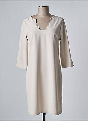 Robe mi-longue manches 3/4 manches 3/4 beige NINATI femme