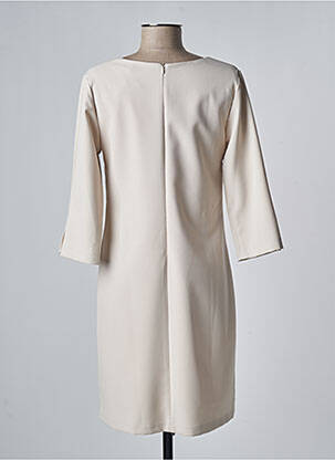 Robe mi-longue manches 3/4 manches 3/4 beige NINATI femme