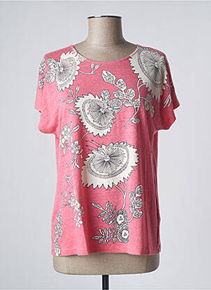 Top coupe fluide manches courtes rose ZYGA femme